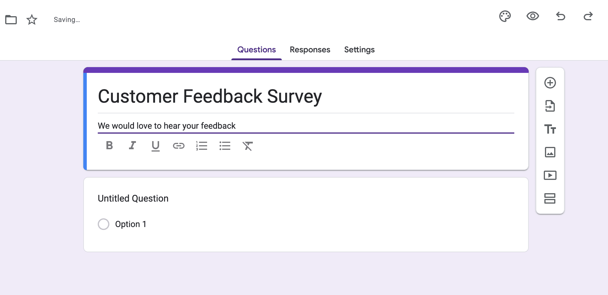 Step 2: Add your survey title and description