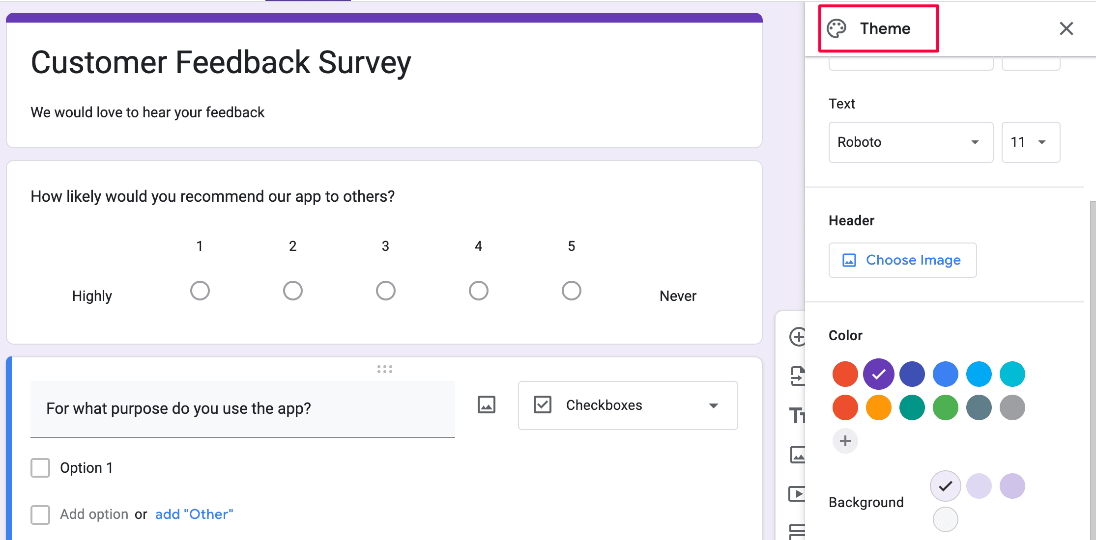 Step 4: Customize your survey in Google Forms 