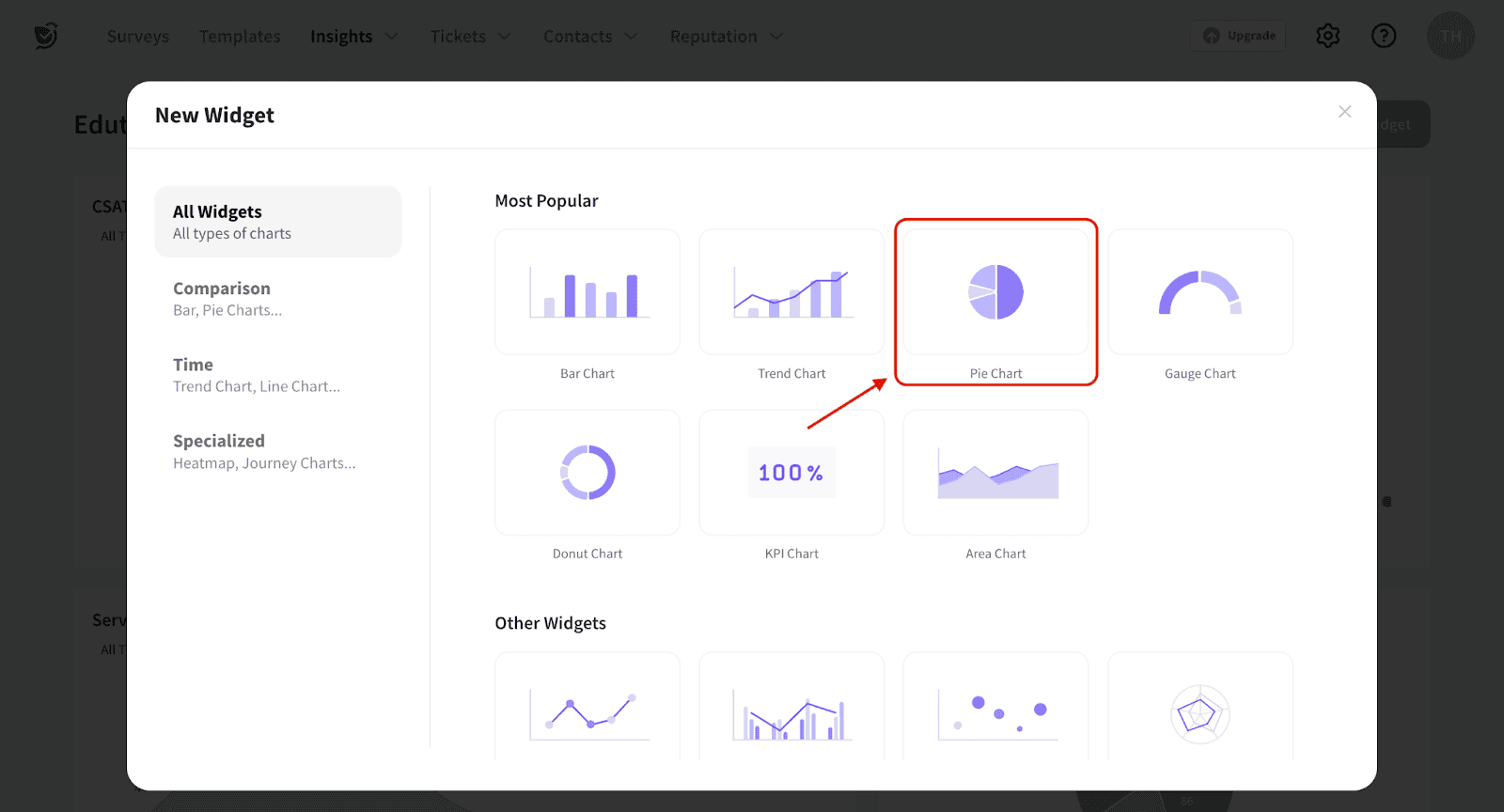 SurveySparrow pie chart widget