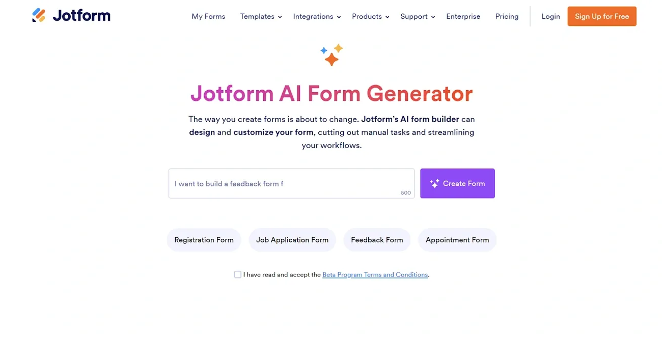 Jotform ai form