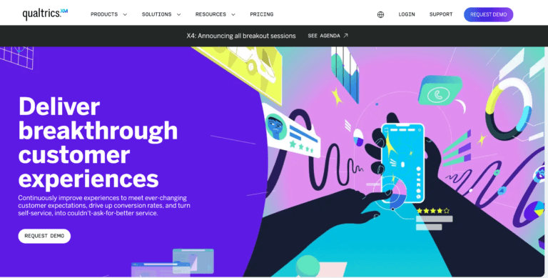 A screenshot of Qualtrics' homepage