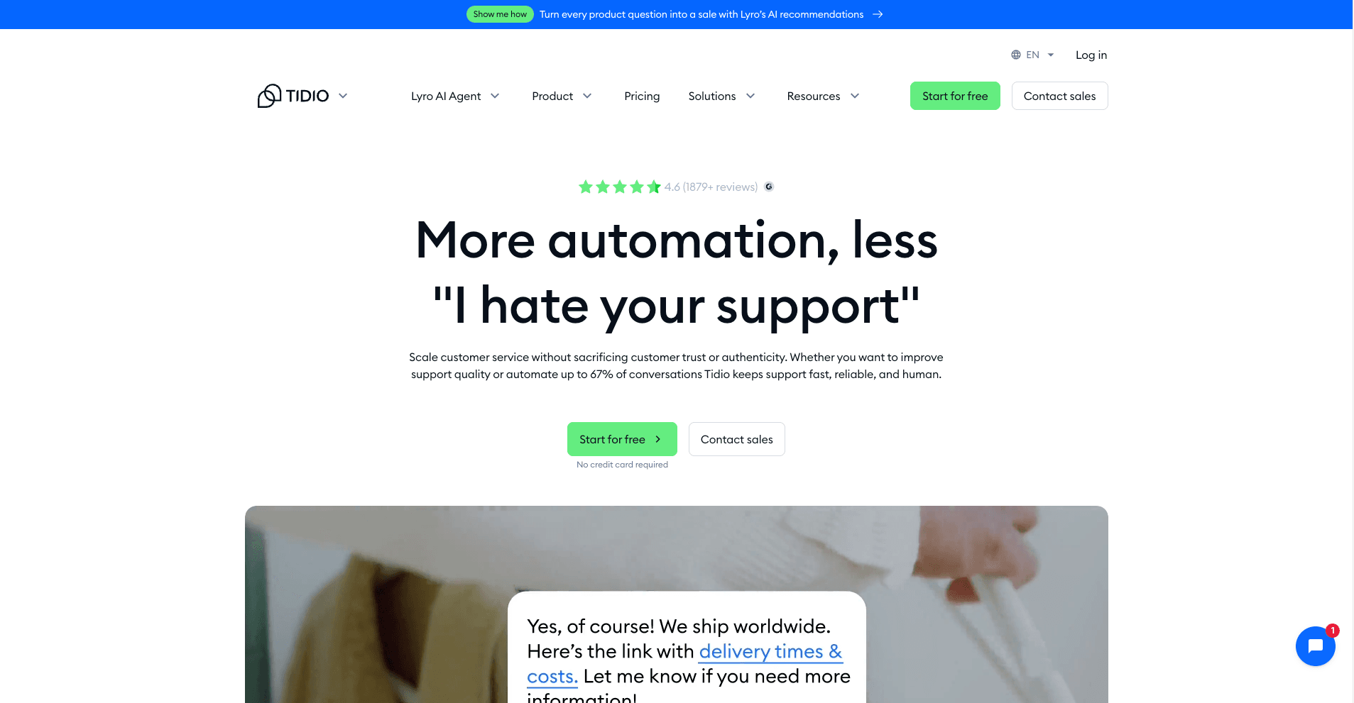 tidio homepage