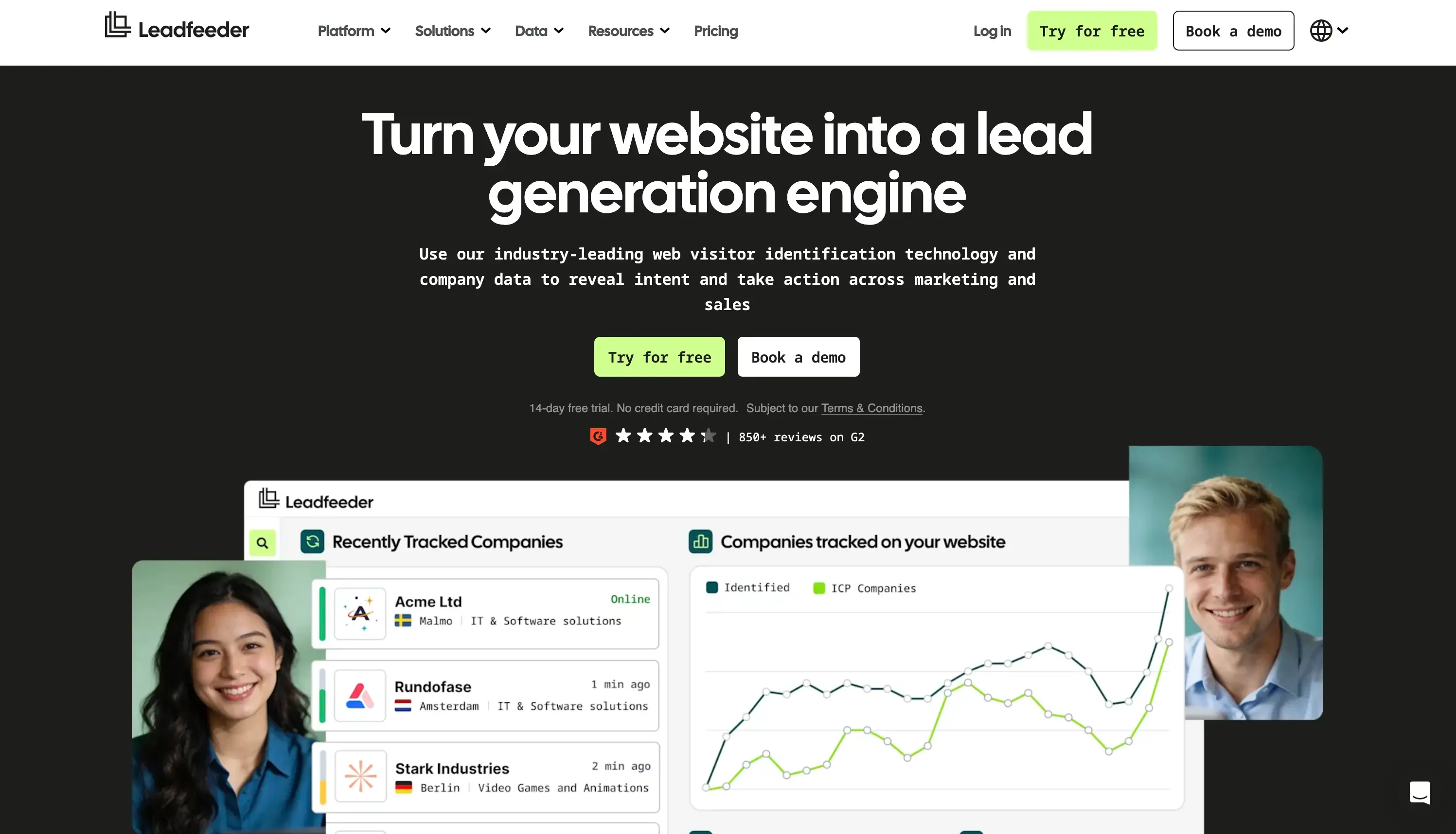leadfeeder's landing page