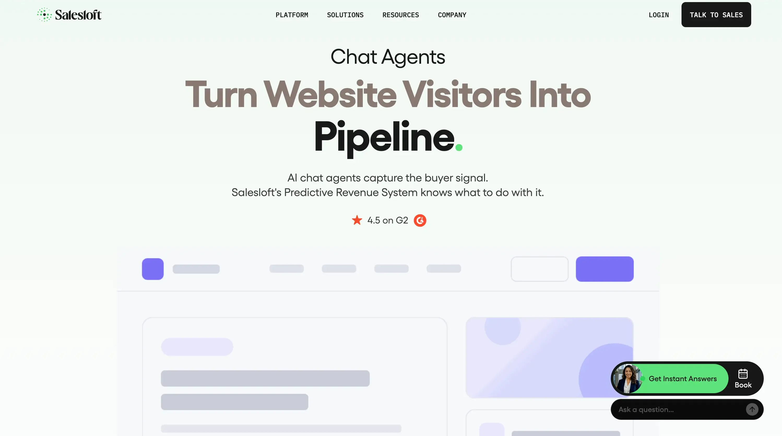 Dirft home page after acquring the salesloft