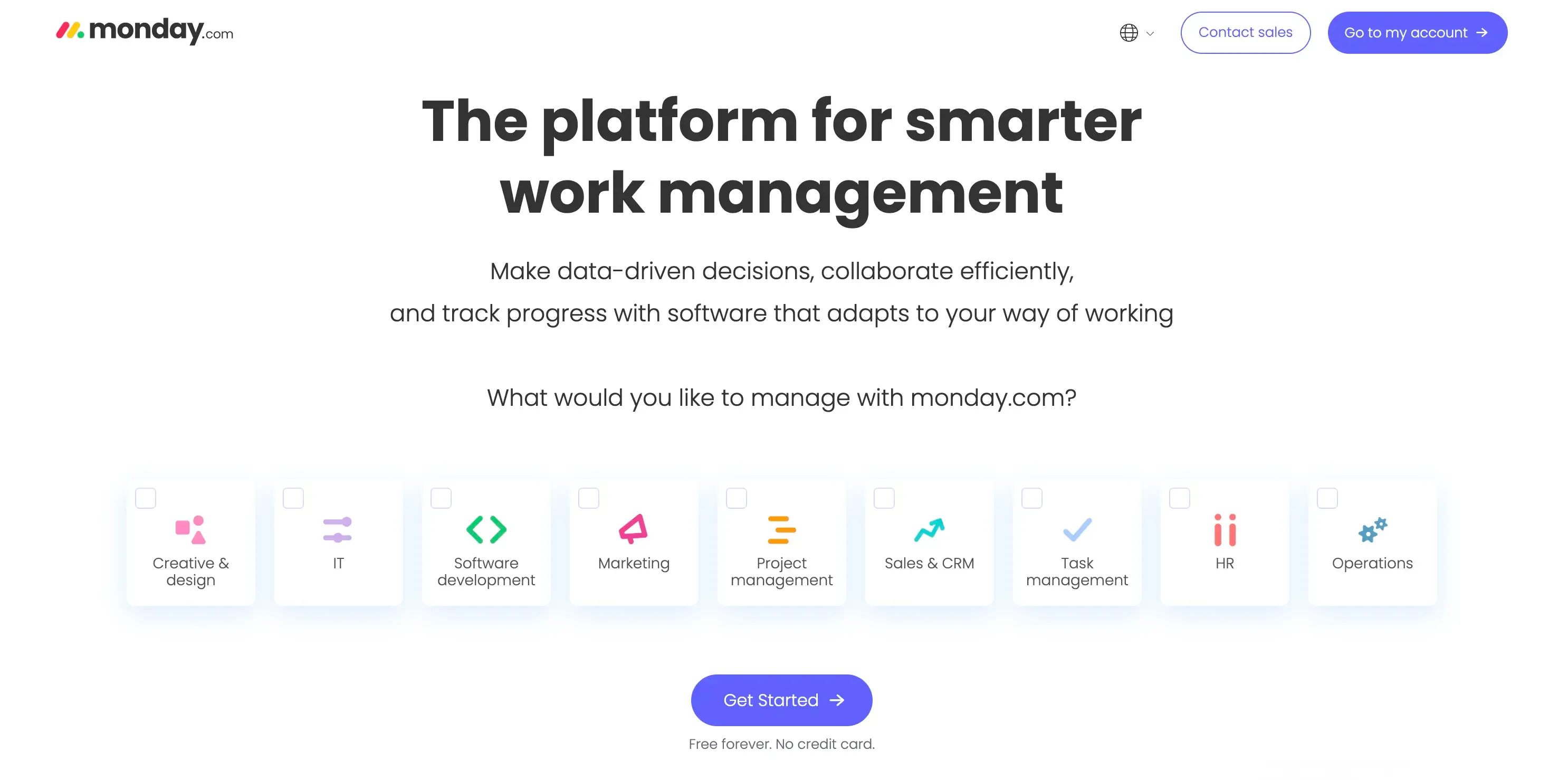 Monday crm's home page