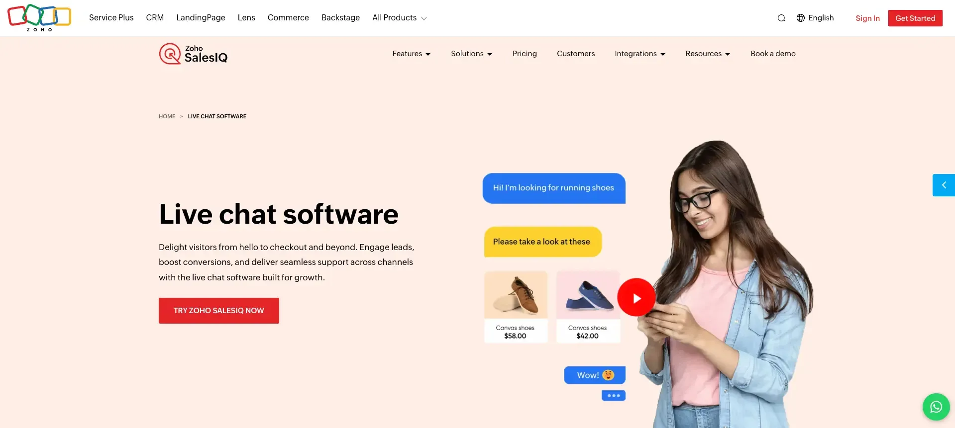 Zoho SalesIQ Live Chat Software