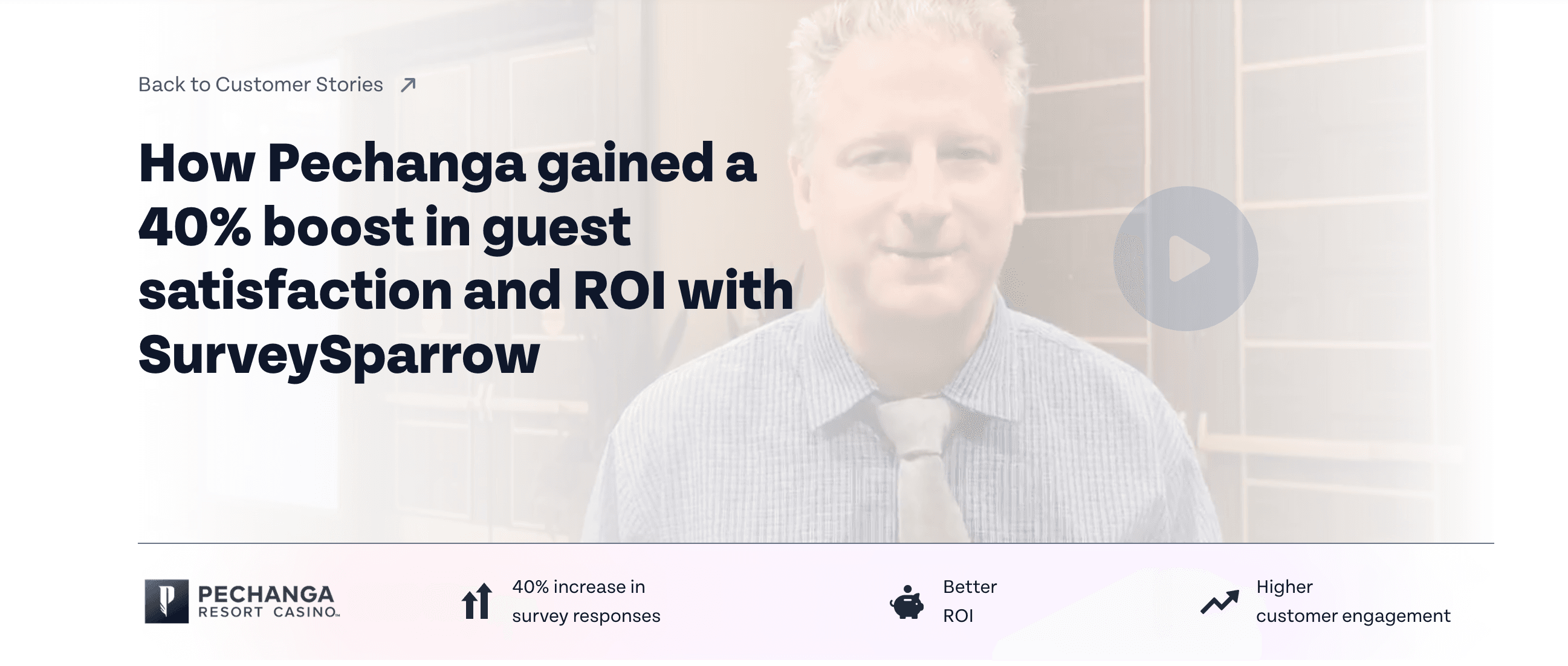 Pechanga's success story using SurveySparrow to boost guest satisfaction by 40%.