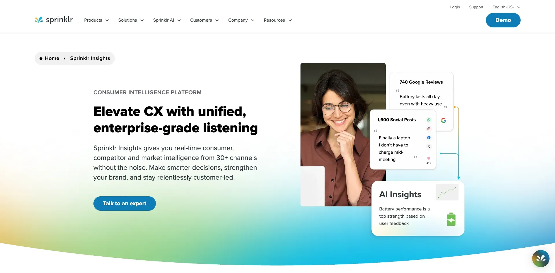 Sprinklr Insights, a customer intelligence platform for enterprises